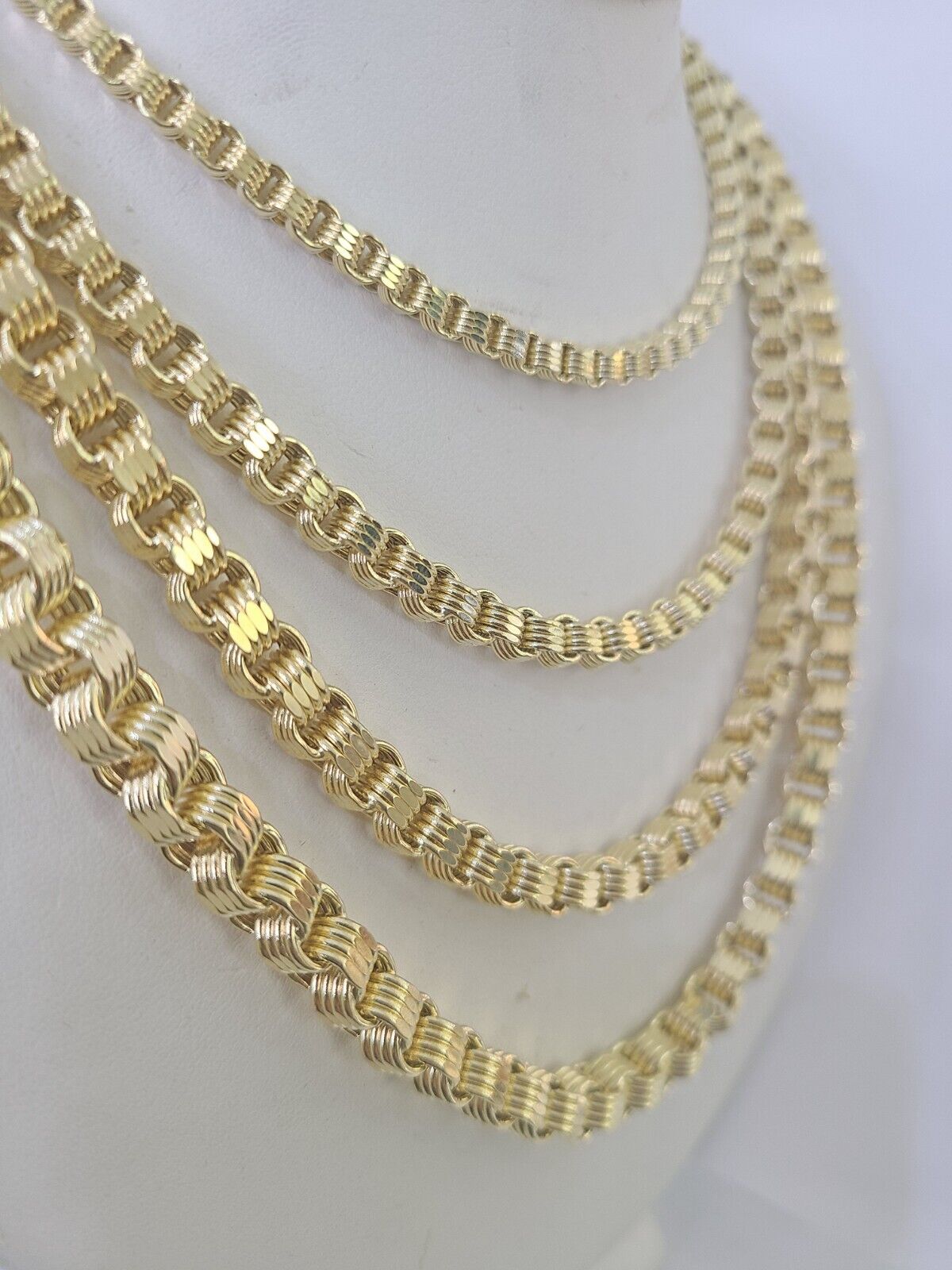 10k Byzantine Chain Yellow Gold Necklace 4mm-7mm 20-30 Inches Real Men Women