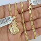 10K Gold Miami Cuban Chain Jesus Charm 18"-28" 3mm REAL Pendant Necklace SET