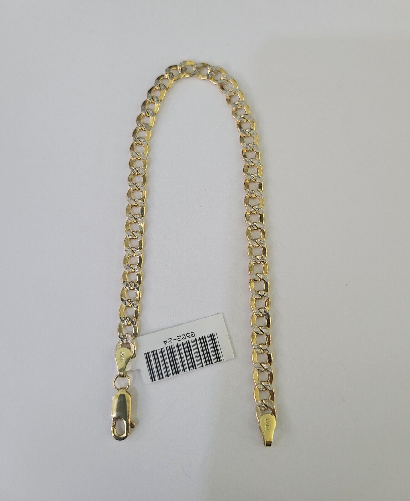 Real 10K Cuban Curb Link Bracelet Yellow Gold Diamond Cut 5mm 8" Inch