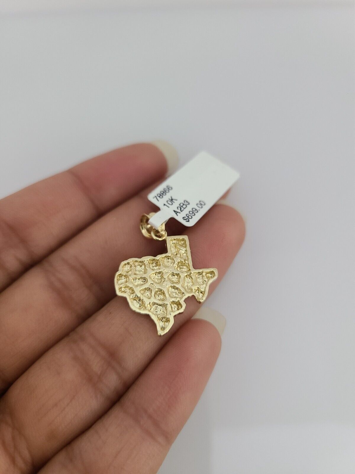 10k Gold Solid Cuban Curb Chain Necklace Texas Map Pendant Set 3mm 18"-26"