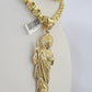 10k Gold Byzantine Necklace Saint Jude Charm Pendant 20"-30" 8mm SET Chain