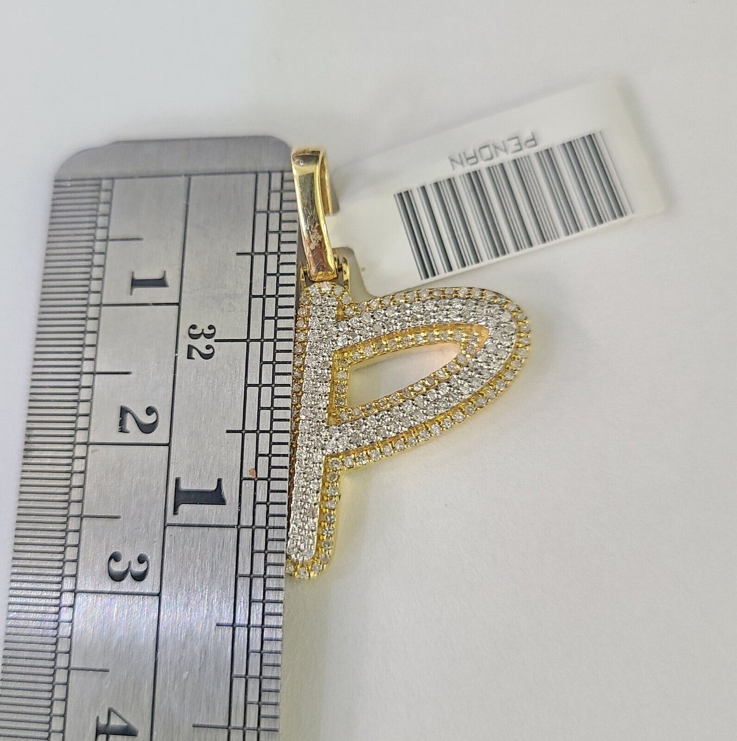 10k Yellow Gold Diamond P Charm Pendant Initial Alphabet Letter Real Genuine