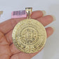 Real 14k Gold Franco Necklace Chain Mayan Calendar Charm 18"-26" SET For Mens