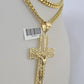 10K Miami Cuban Link Chain Jesus Cross Pendent Charm 6mm 20"-30" Necklace