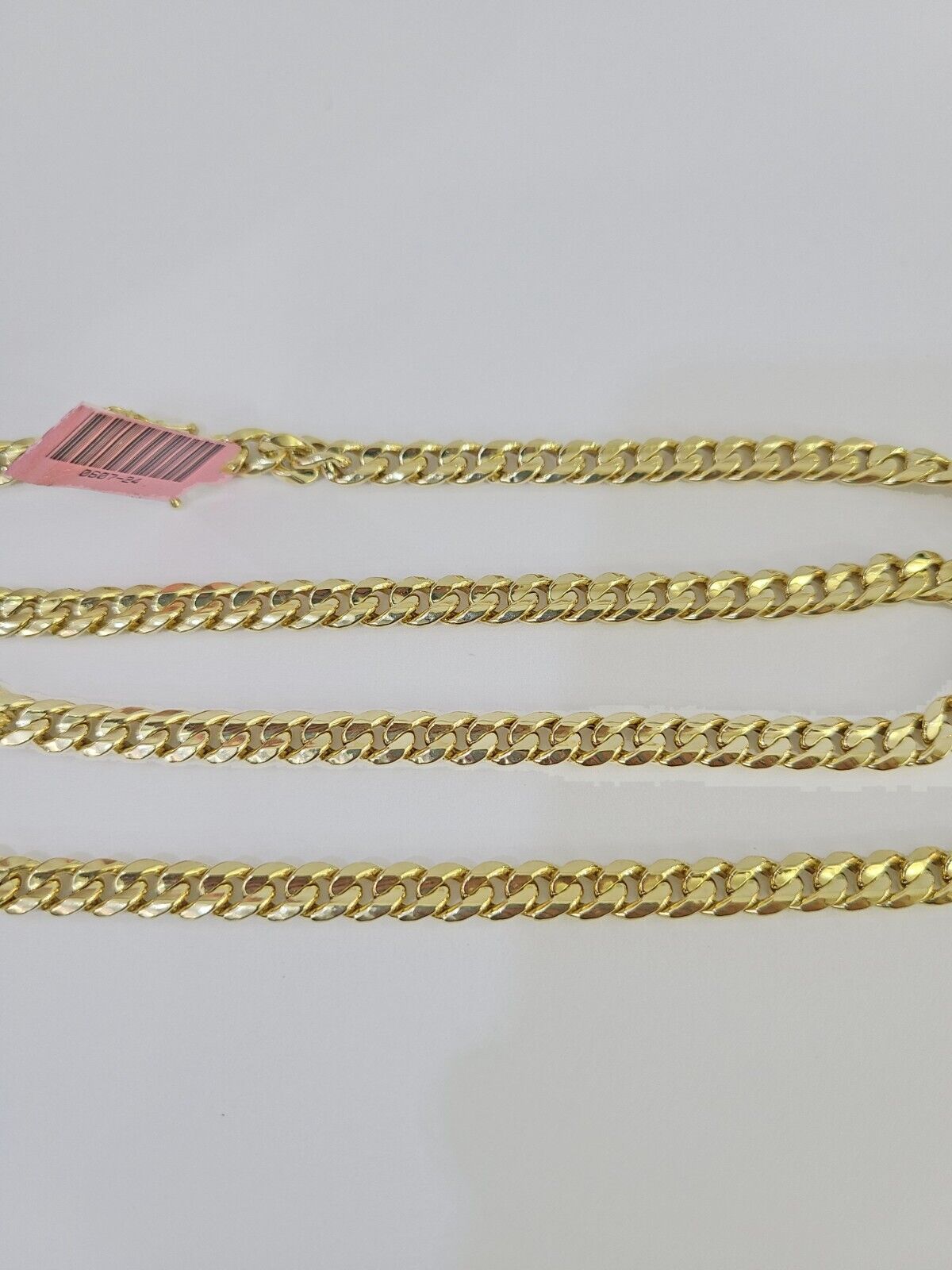 Real 14K Gold Necklace Miami Cuban Link Chain 24 inch 6mm Box Clasp, Mens Hollow