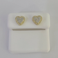 10k Heart Diamond Earrings Real Screw-Back Women Men Studs Yellow Gold