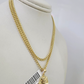 10k Gold Miami Cuban Chain Pharaoh Charm Pendant 3mm 18-28in Necklace Set