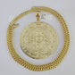 10K Franco Chain Mayan Calendar Pendant Charm Necklace 20"-26" 5mm Gold SET