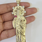 Real 10K Gold Saint Jude Charm Diamond Cut 10kt yellow Gold Pendent 3.5"