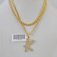 10k Miami Cuban Chain K Diamond Charm Set 4mm 18-26"Yellow Gold Necklace Pendant