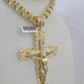 10k Gold Byzantine Necklace Jesus Cross Charm 20-30 inches 9mm REAL SET Chain