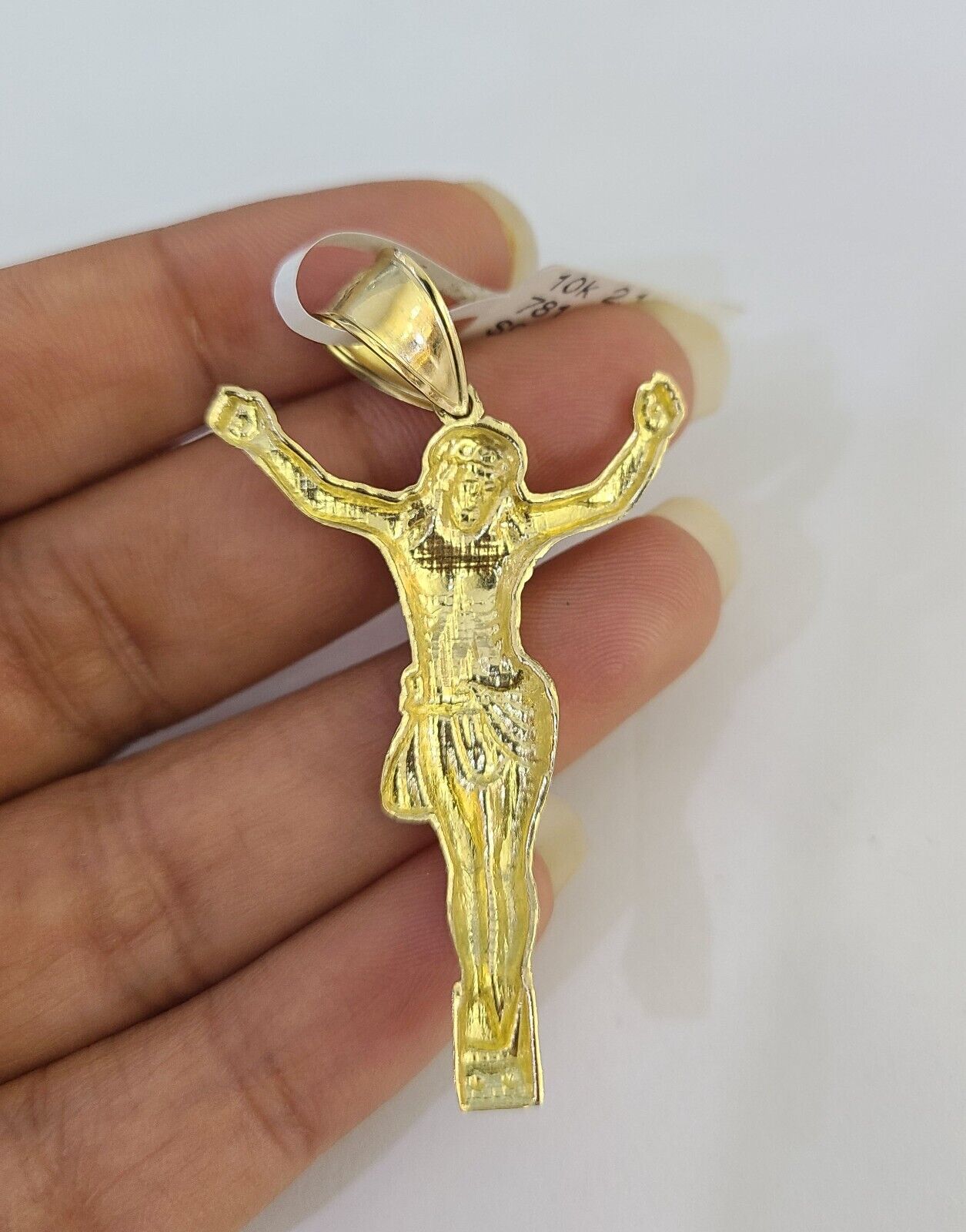 10k Gold Chain Jesus Body Charm Solid Cuban Curb 5mm 18"-28" Inch SET Necklace