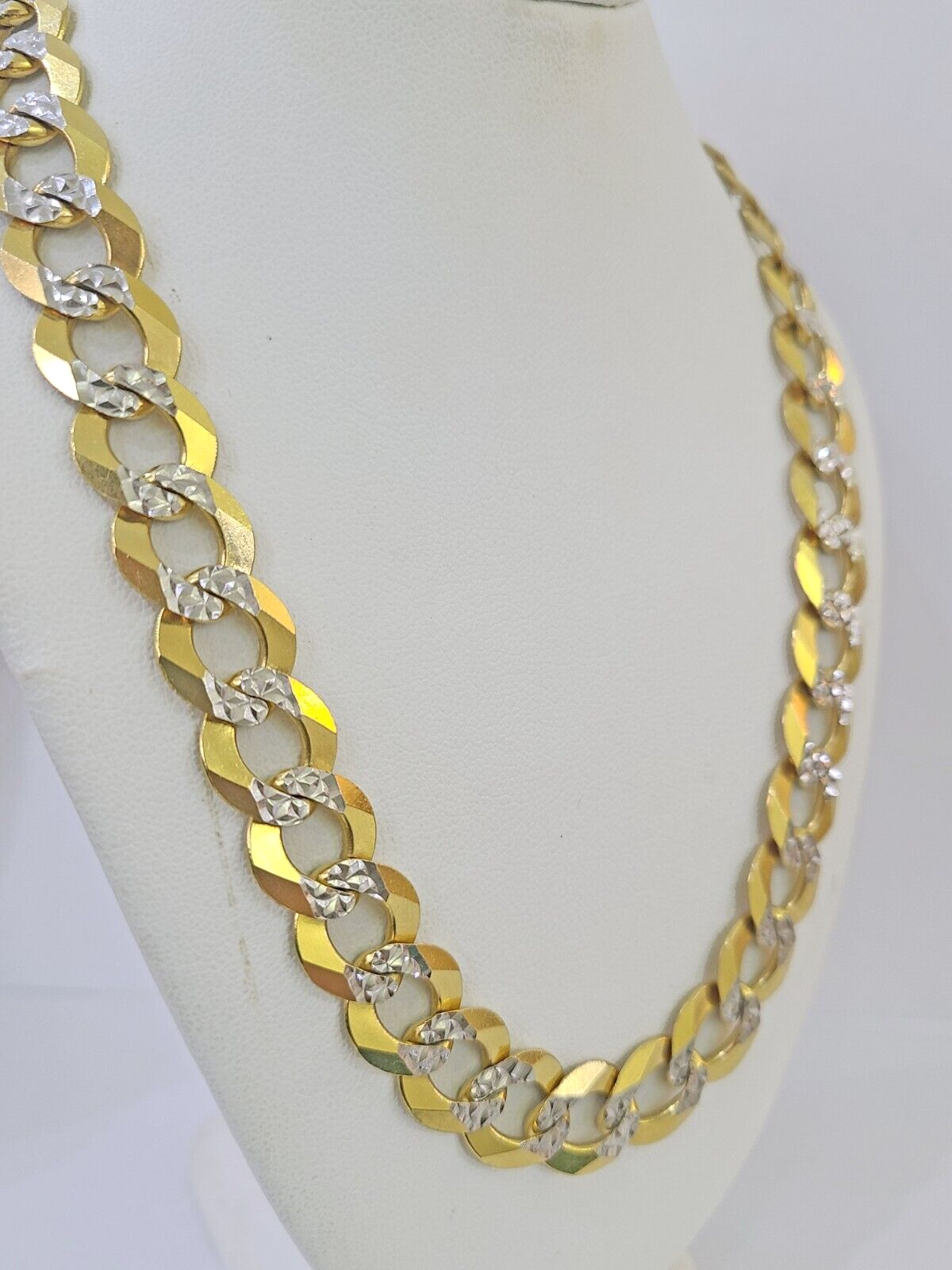 10k Yellow Gold chain Solid Necklace Cuban Curb Link REAL 12mm 20 - 30 Inch Mens