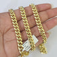 10K Miami Cuban Link Chain Yellow Gold Real 7mm 22 inch Necklace Mens Box Lock