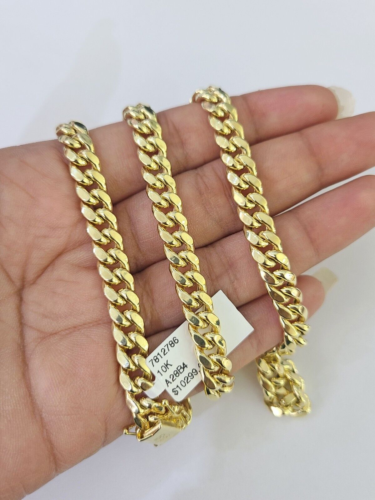 10K Miami Cuban Link Chain Yellow Gold Real 7mm 22 inch Necklace Mens Box Lock