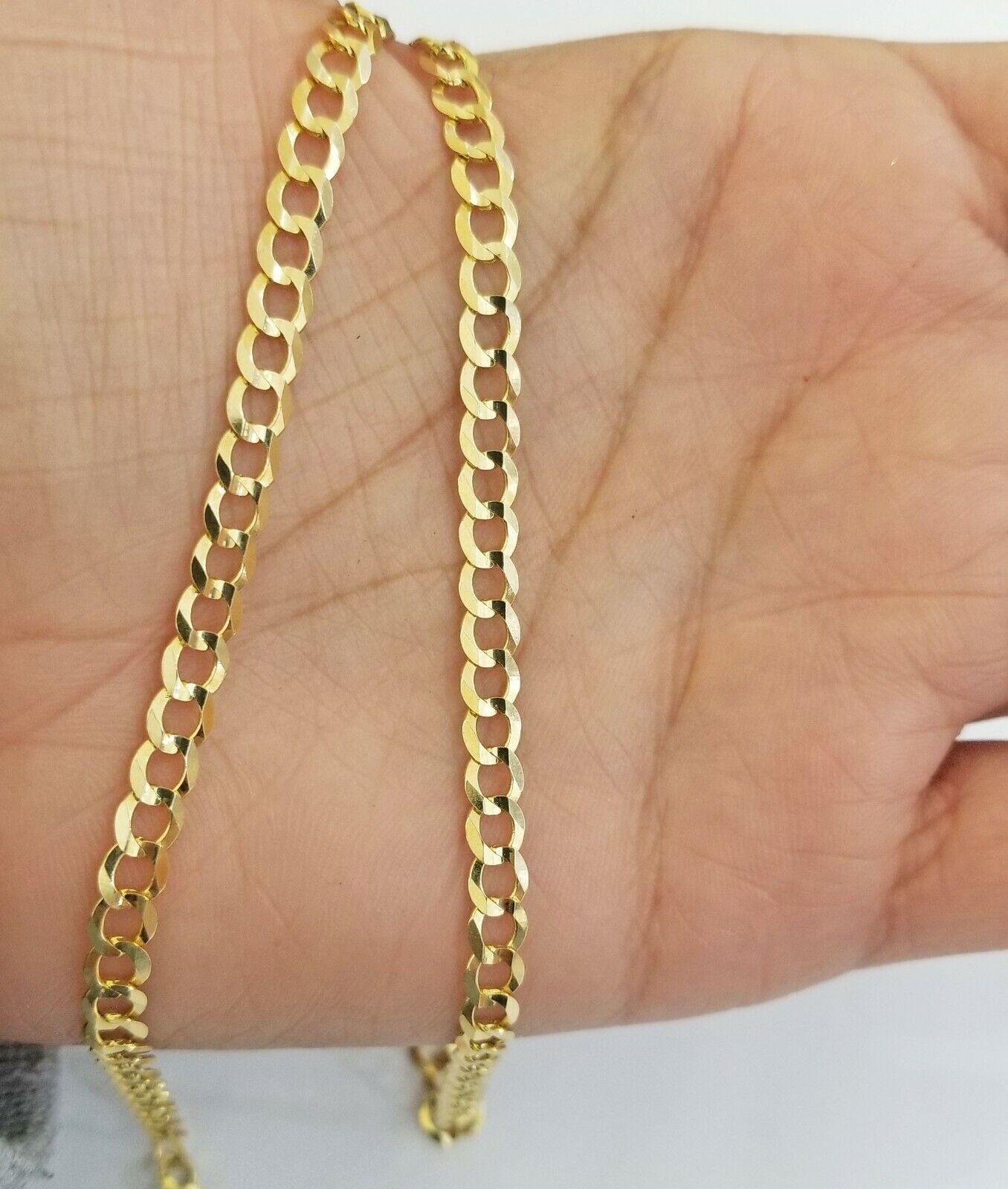 Real 10k Yellow Gold Cuban Curb Link chain 4mm 18-26Inch SOLID Necklace DISCOUNT