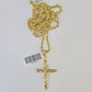 Real 10k 3mm Rope Chain INRI Cross Pendant 18" 20" 22" 24" 26" Gold Set