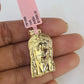 Real 14k Chain Jesus Head Charm Set Miami Cuban Link 4mm Necklace Pendant