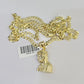 10k Gold Cuban Curb Chain Jesus Head Charm Solid 4mm 18"-28" SET Necklace