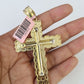 Real 14k Solid Rope Chain Jesus Cross Charm Set 6mm 18"-30" Necklace Gold