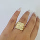 Real 14k Nugget Ring Yellow Gold Men Casual Flat Square 10kt