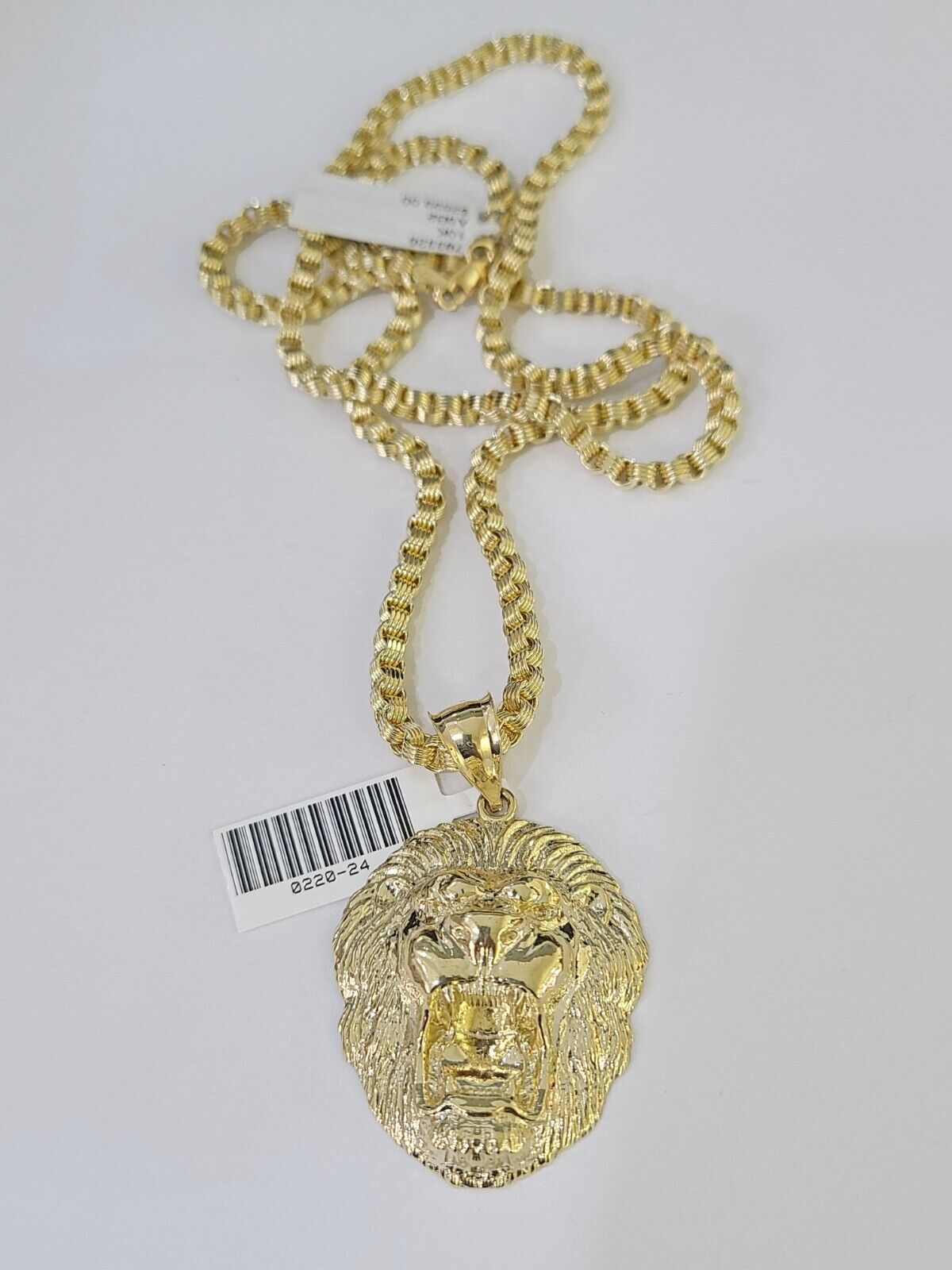 10k Gold Byzantine Necklace Lion Charm 18-26 inches 3mm REAL Yellow SET Chain