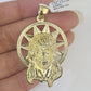 10k Jesus Head Charm Miami Cuban Chain Pendant Set 5mm Necklace Yellow Gold