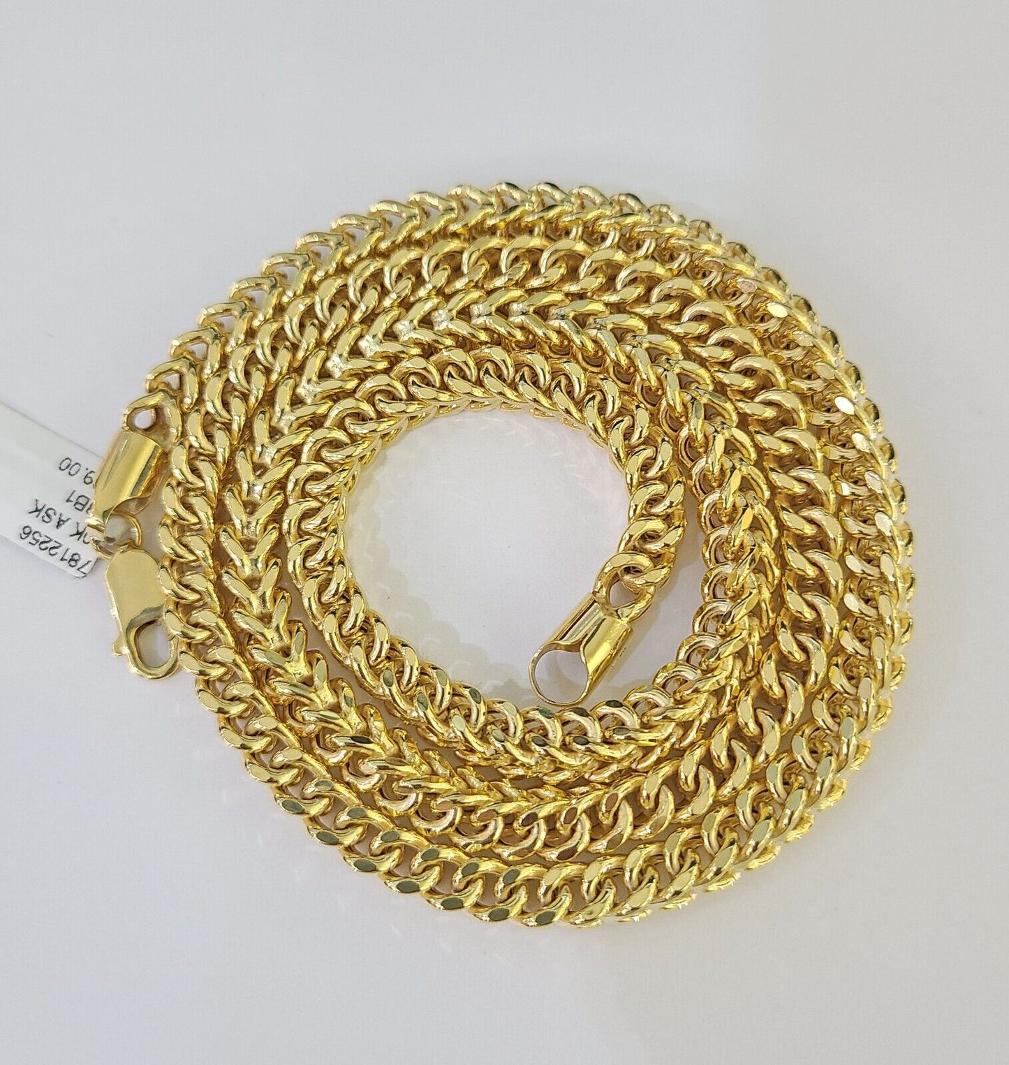 Real 10k Franco Chain Yellow gold 5mm 24inch Necklace lobster lock 10kt