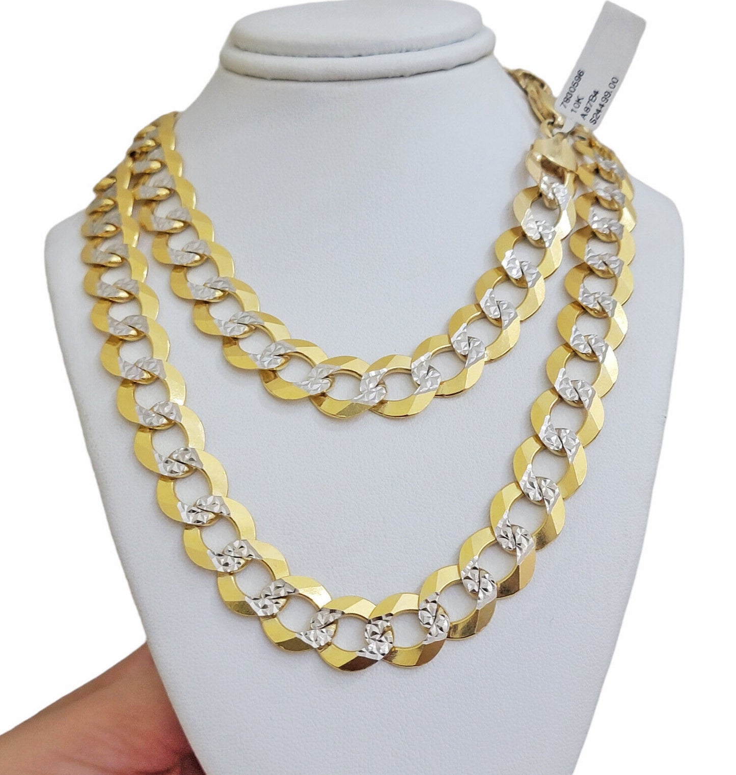 10k Yellow Gold chain Solid Necklace Cuban Curb Link REAL 12mm 20 - 30 Inch Mens