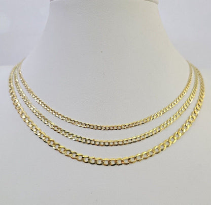 10k Gold Solid Cuban Curb Necklace Chain 3mm 4mm 5mm 18-28 Inches 10kt Yellow