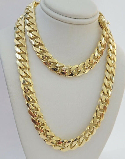 10k 15mm Miami Cuban Link Chain Necklace Yellow Gold 22-26 Inch Mens SOLID 10kt