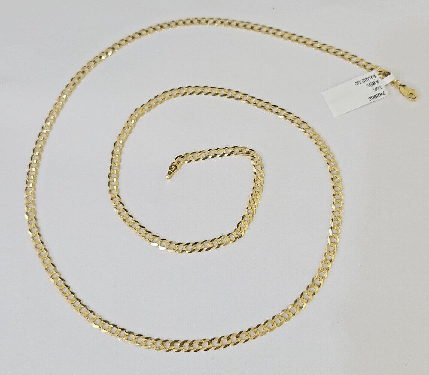 Real 10k Yellow Gold Cuban Curb Link chain 4mm 18-26Inch SOLID Necklace DISCOUNT