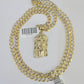 10k Gold Chain Jesus Head Charm Solid Cuban Curb Link 5mm 18"-28" Inch SET