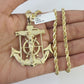 10k Solid Rope Chain Jesus Anchor Charm Set 4mm 18"-30" Necklace Gold Pendant