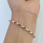 Real 10K Yellow Gold Pink Tennis Bracelet 4mm 7.5 Inches 10kt Gold