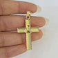 10k 3mm Rope Chain Jesus Cross Pendant 18"-30" Yellow Gold Set Charm Necklace