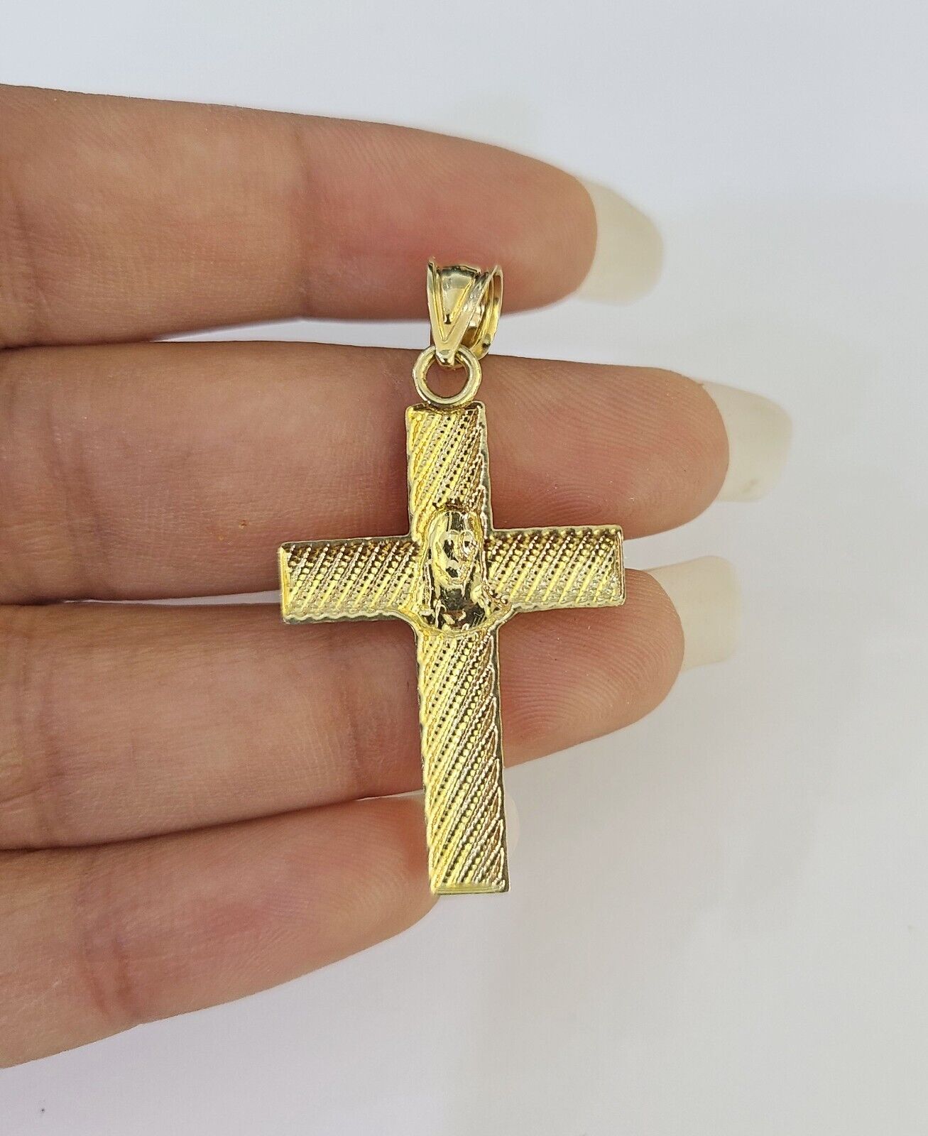 10k 3mm Rope Chain Jesus Cross Pendant 18"-30" Yellow Gold Set Charm Necklace