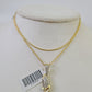 10K Franco Chain Praying Hands Pendant Diamond Necklace 16"-22" 0.5mm Women