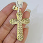 10k Gold Byzantine Necklace Jesus Cross Charm 18-26 inches 3mm SET Chain