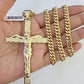 10K Miami Cuban Link Chain Jesus Cross Pendent Charm 6mm 20"-30" Necklace