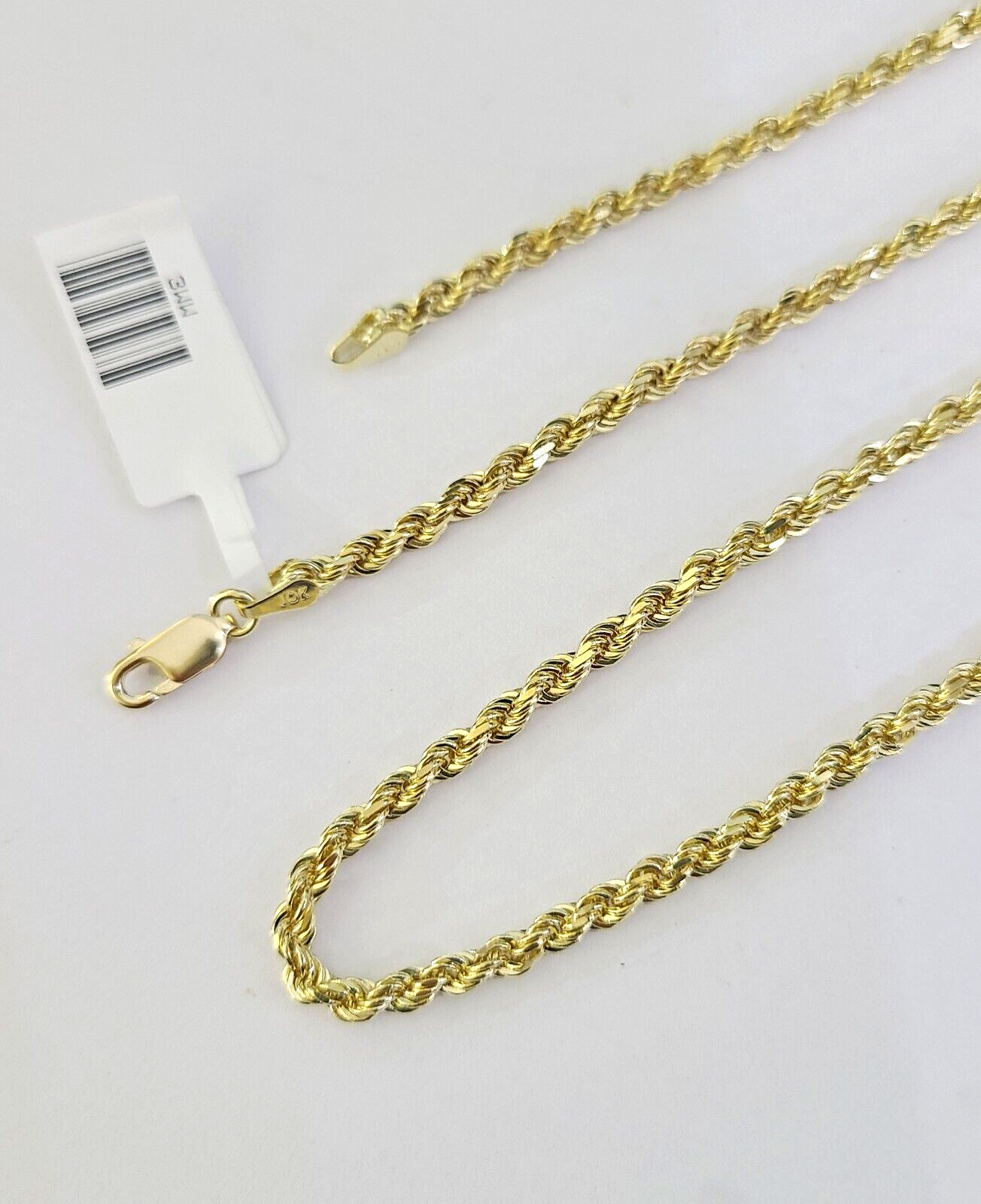 10k Solid Real Rope Chain Necklace 3mm 18"-26" Yellow Gold Men Women Genuine