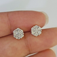 14k Diamond Flower Earrings Yellow gold Real Screw-Back Women Men Studs