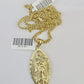 10K Gold Miami Cuban Chain Virgin Mary Charm 20"-28" 3mm REAL Pendant