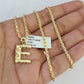 10k Gold Initial E Charm Rope Chain 16"-26" 2.5mm SET Necklace Alphabet Pendant