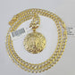 10k Gold Chain Jesus Head Charm Solid Cuban Curb Link 5mm 18"-28" Inch SET Necklace
