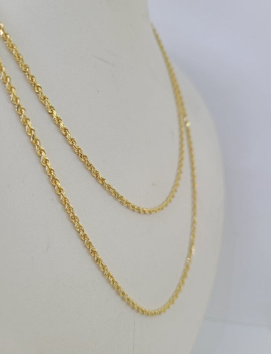 18k Real Solid Rope Chain Yellow Gold 2mm 22" Inch Genuine 18k Necklace