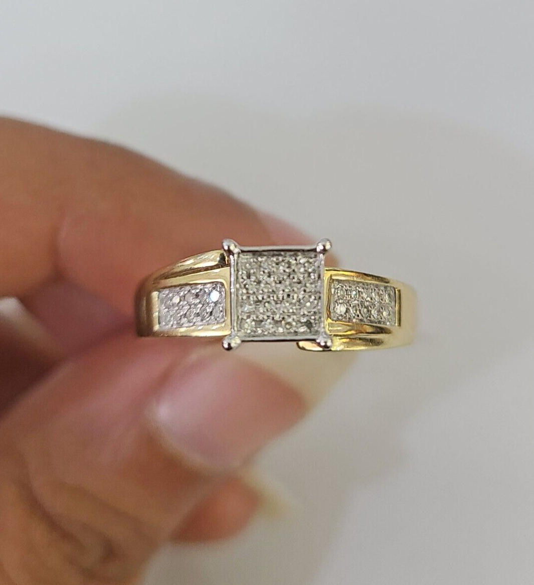 Real 10k Diamond Ladies Ring Yellow Gold Women Casual Genuine Wedding