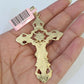 14k Gold Chain Jesus Cross Charm Solid Cuban Curb 5mm 20"-26" Inch SET Necklace