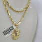 10k Milano Rope Chain Pharaoh Head Charm Necklace SET 3mm 18" 20" 22" 24 Pendant