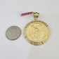 REAL 14k Yellow Gold Charm Centenario Style Coin in Bezel 50 Pesos 1947 Pendant